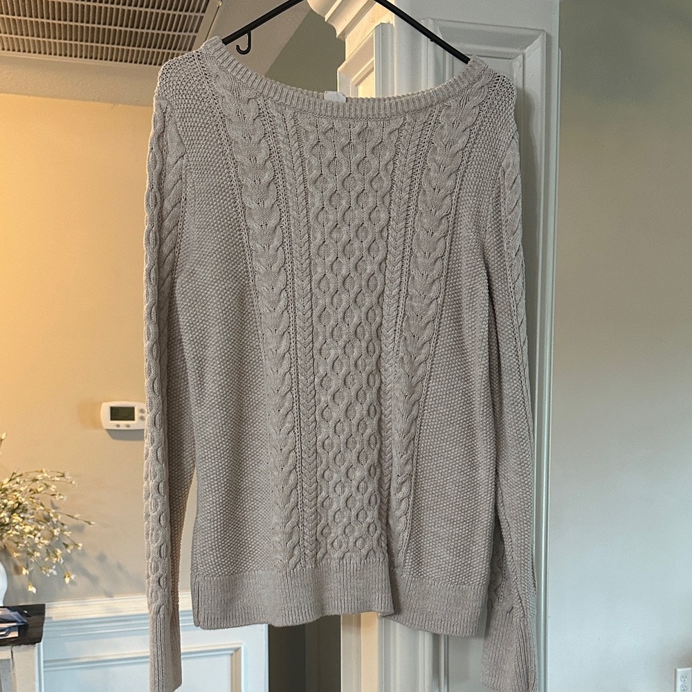 GAP Women's Cable Knit Crewneck Sweater - Light Beige